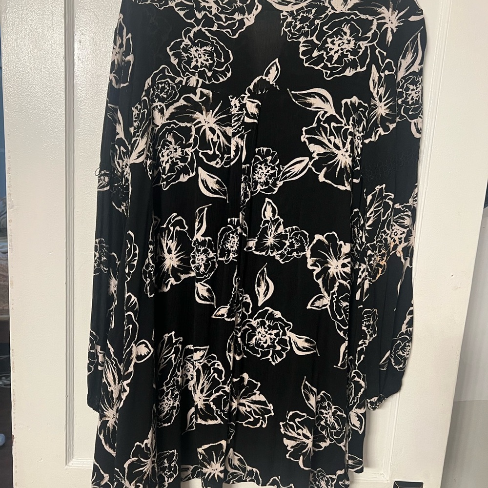 Free People Black Tunic Dress with White Floral Print - Picture 9 of 9